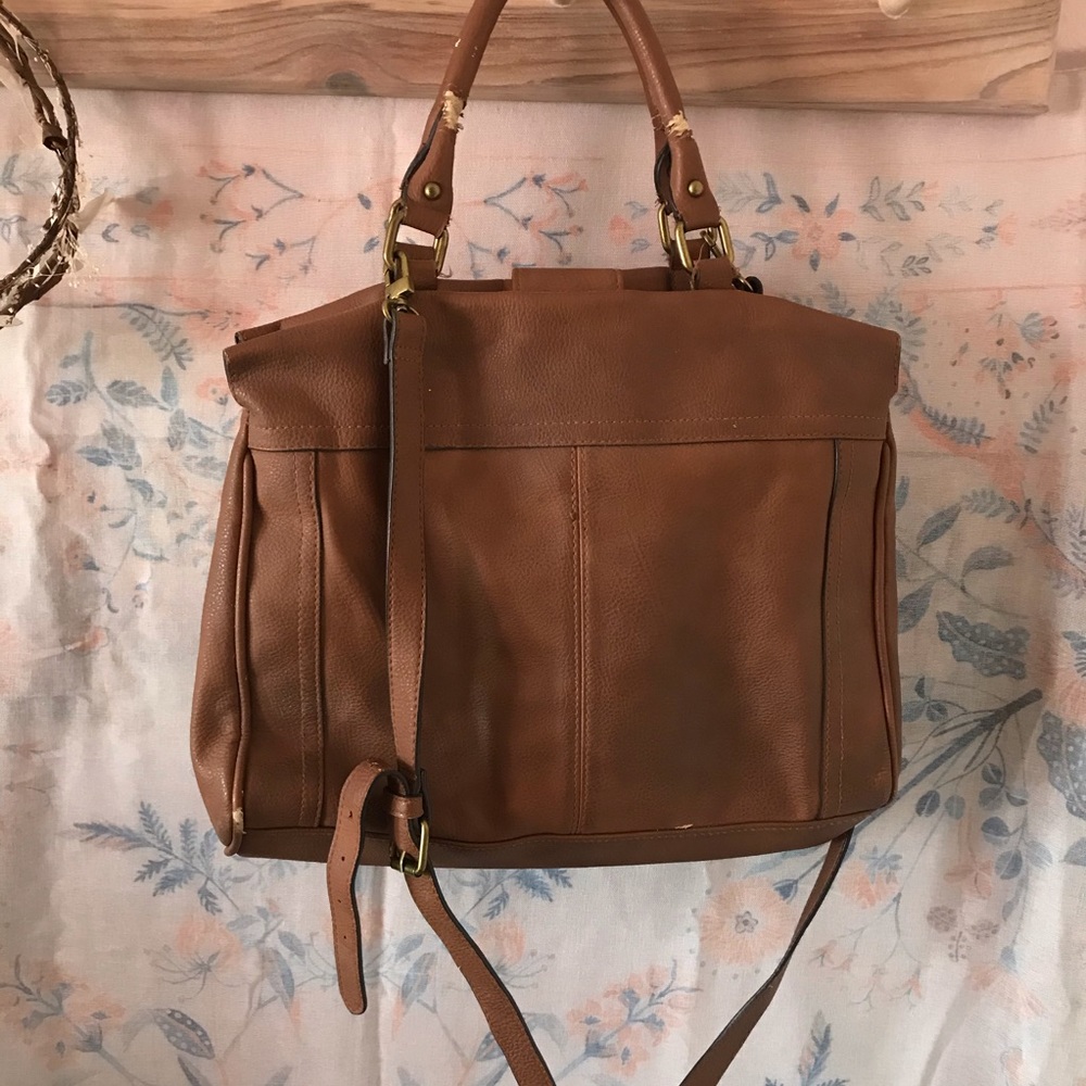 Merona Brown Faux Leather Satchel Purse - Picture 10 of 14